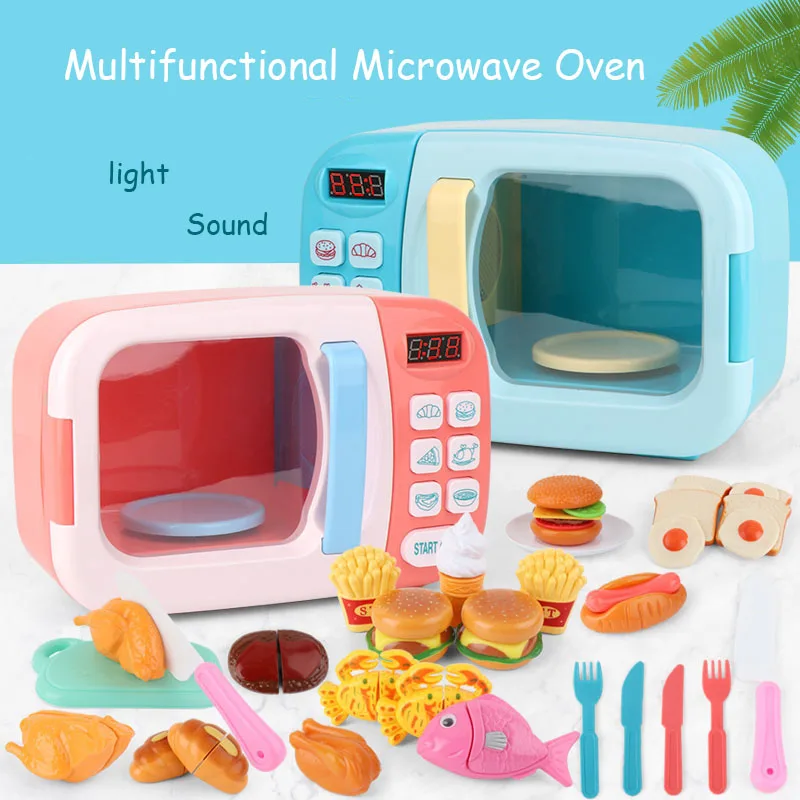 

Children Simulation Electric Microwave Oven Timing Sound Light Sound Effect Kitchen Fun Play House Cooking Interactive Toy Gift