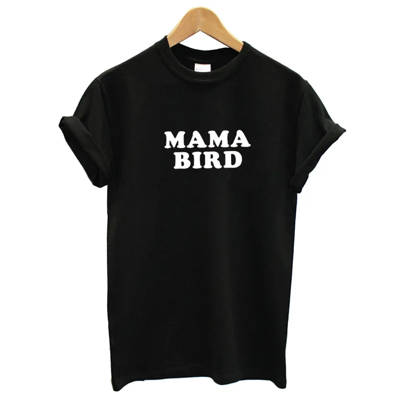 EnjoytheSpirit женская футболка оригинальная Mama футболка с рисунком птицы белая футболка мягкая хлопковая женская футболка с буквенным принтом хорошее качество - Цвет: HM630Black