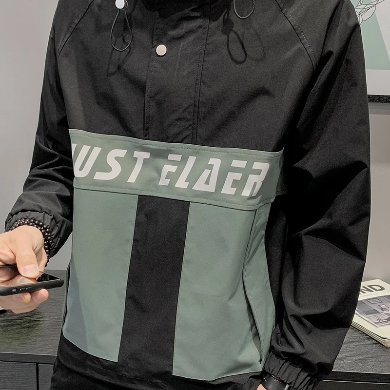 

coat, informal, Men's pocket, color block, bubble, rag, hood coat, spring 2020, clothes