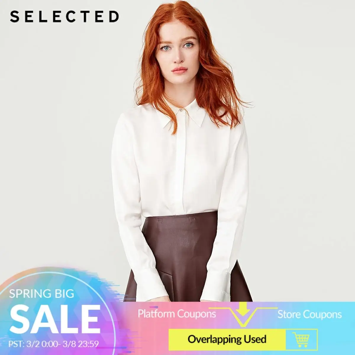 Женская Однотонная рубашка с заостренным воротником S | 419105534|