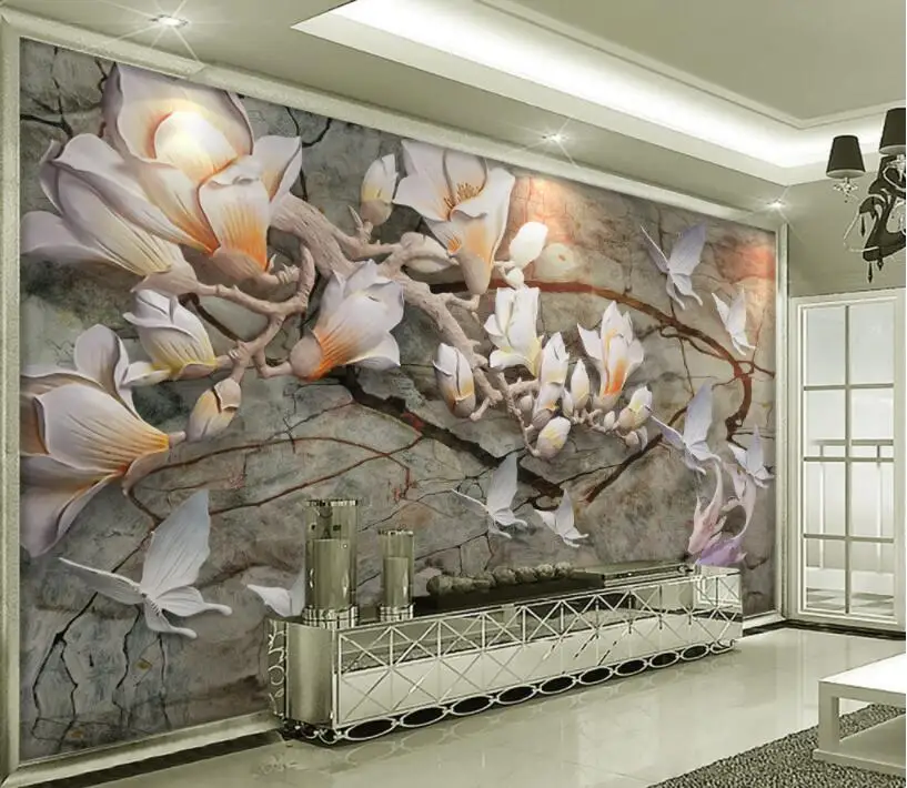 Картина на заказ CJSIR для обоев объемные рельефы в виде цветка магнолии рыбы