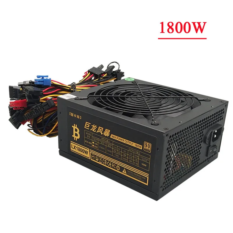 PC Server Case PSU 1800W ETH Aasic Bitcoin Mining Rig Power Supply ATX Source For RX 470 480 570 1060 6 GPU Miner 1600W | Компьютеры и