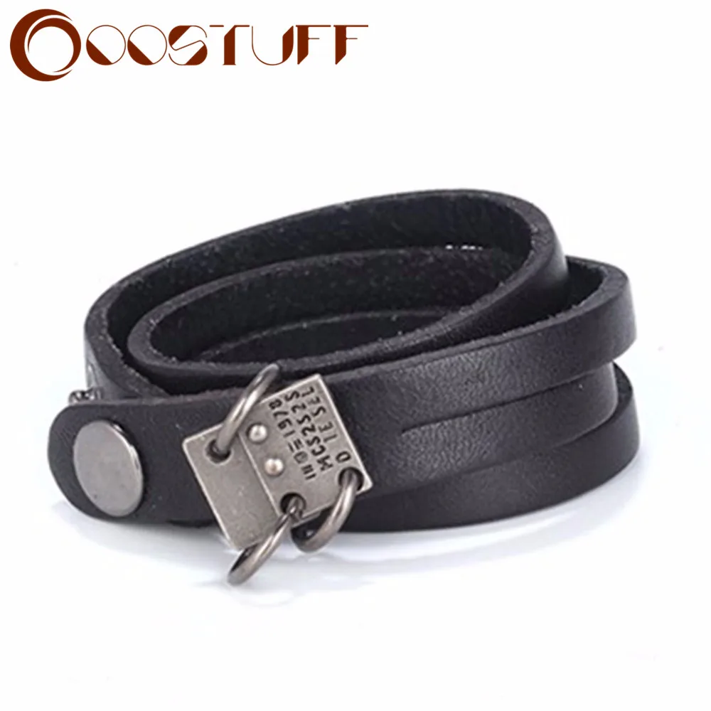 Для мужчин ювелирные изделия кожаный браслет в стиле панк Браслеты для женские