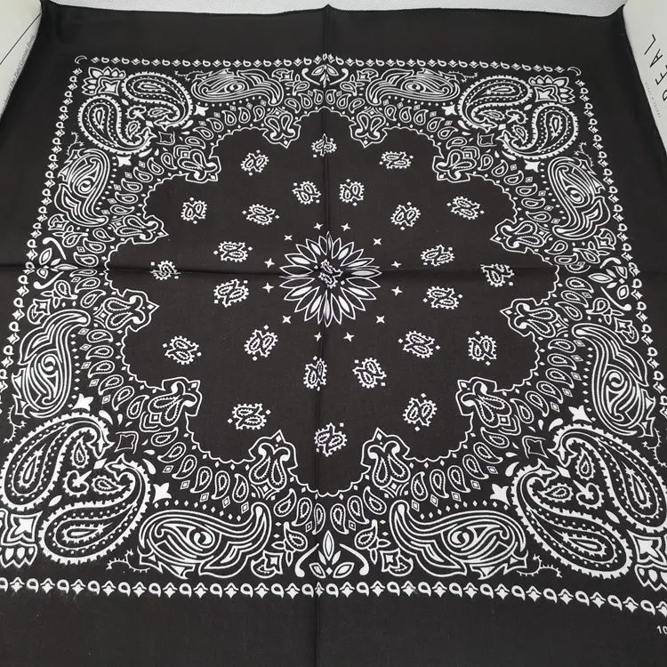 

60*60cm 100% Cotton Black Red Hip-Hop Paisley Bandanas Scarf Punk Skull Bandana Headband Wrap Scarf For Men/Women