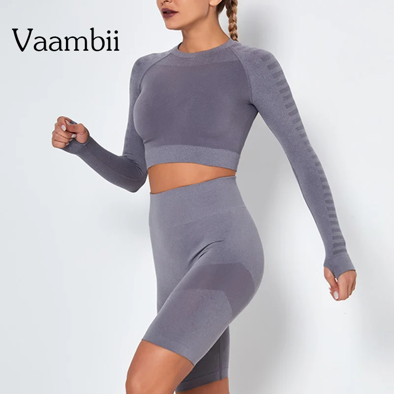 

Shorts Sports Suits Long Sleeve Top Seamless Women Sportswear Women's Yoga Fitness Suit Tracksuit Running Outfit Gym Set