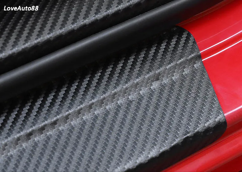 For Toyota Corolla Carbon Fiber Leather Interior Exterior Threshold Door Sill Decoration Strip Welcome Pedal