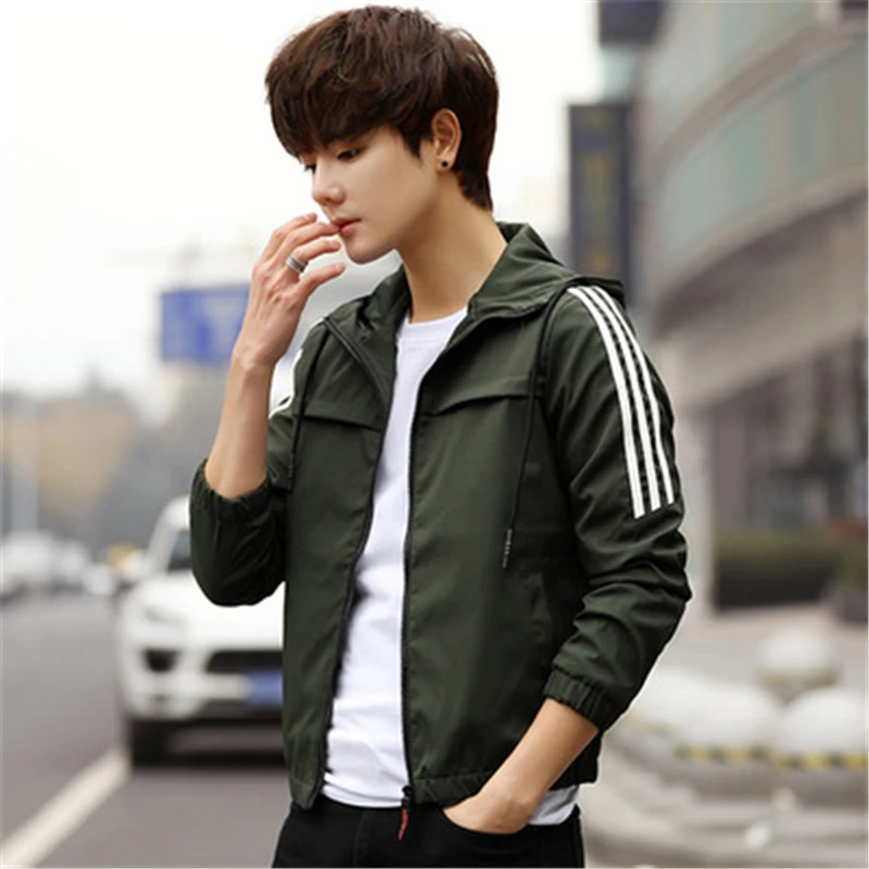 

Jacket Men's Spring And Autumn Casual Korean Version Of The Trend Of Thin Jacket Men's Fashion Tooling Hooded Student Jacket Men