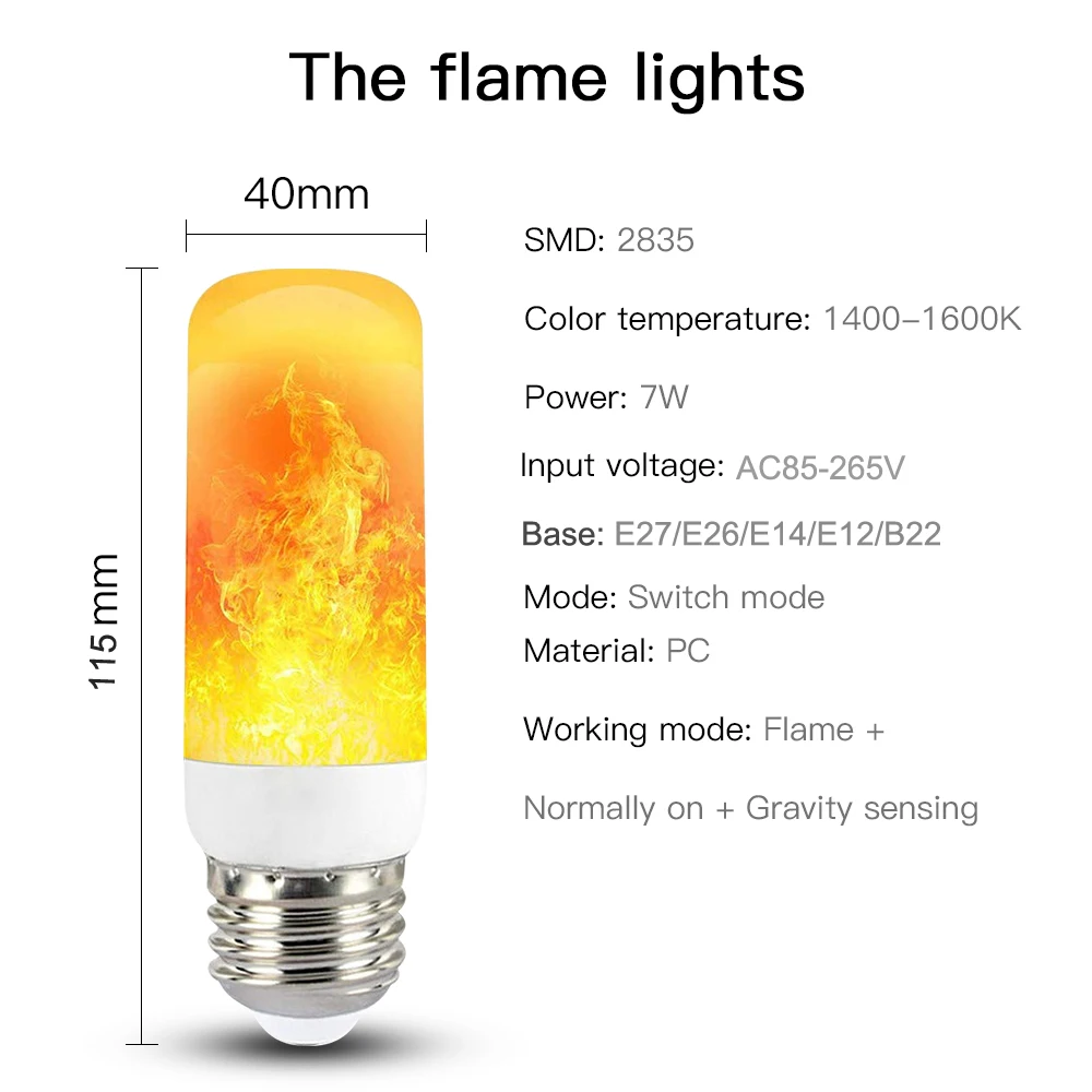 Цена по прейскуранту завода светодиодный светильник с эффектом пламени лампа E27