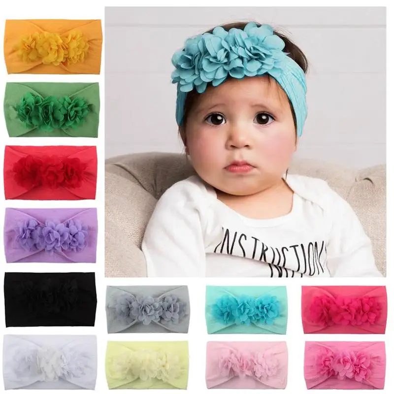 Детская шифоновая Цветочная повязка на голову Эластичные аксессуары