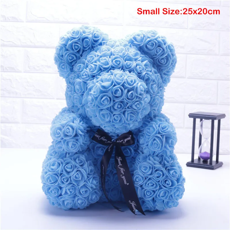 Small blue Искусственные цветы Роза медведь девушка Юбилей Рождество День Святого Валентина подарок на день рождения для украшения свадебной вечеринки - Цвет: Small blue
