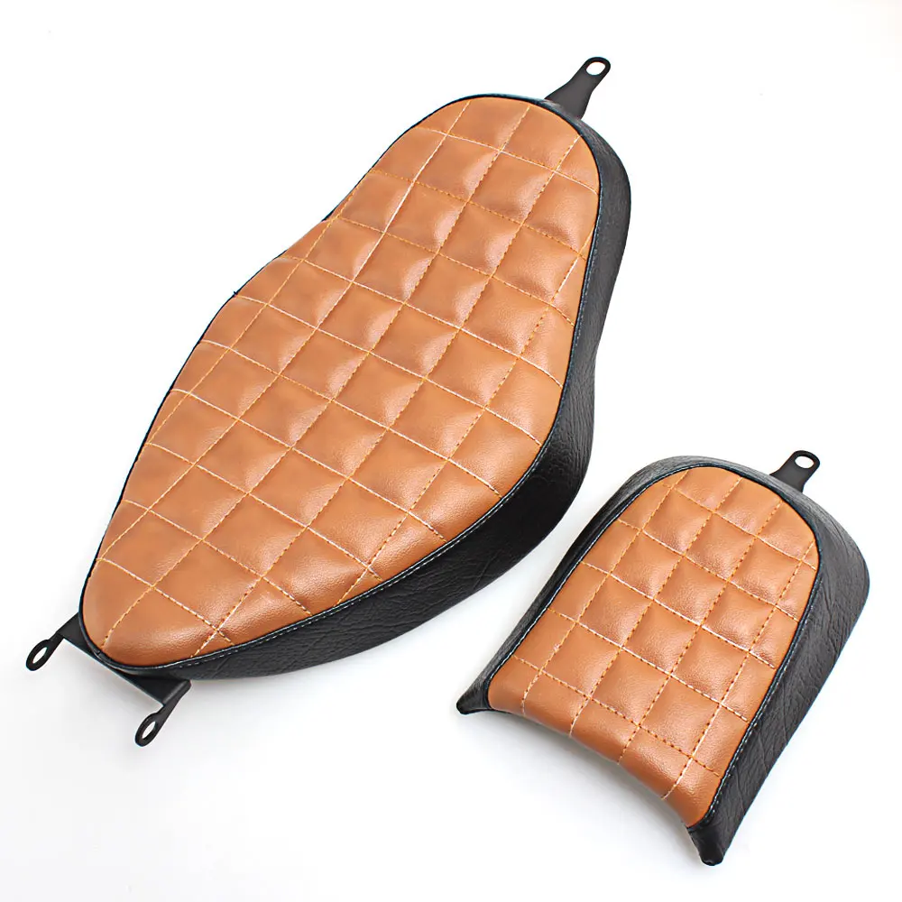 

Leather Moto Solo Rider Driver Seat Two-Up Seat Rear Passenger Pillion Pad For Harley Sportster XL 883 1200 Iron 883 72 Roadster