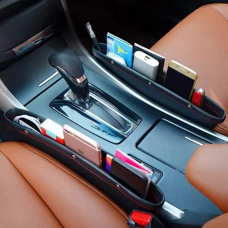 

1PC Car Seat Gap Storage Box PU Leather Universal Leak-proof High Capacity Organizer Car Front Seat Debris Mobile Phone Pocket