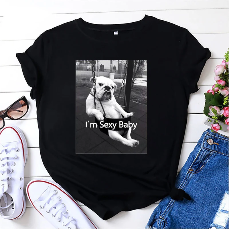 

Funny Kawaii Alphabet Goth T-Shirts For Women Or Man Summer Cute Design Humor Dog Short Sleeve Tees Retro Fashion T-Shirts