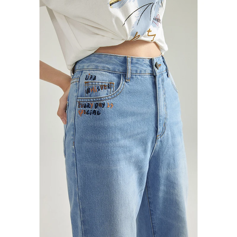 INMAN/женские джинсы осень-весна шикарные с вышивкой тонкие свернутые дизайн