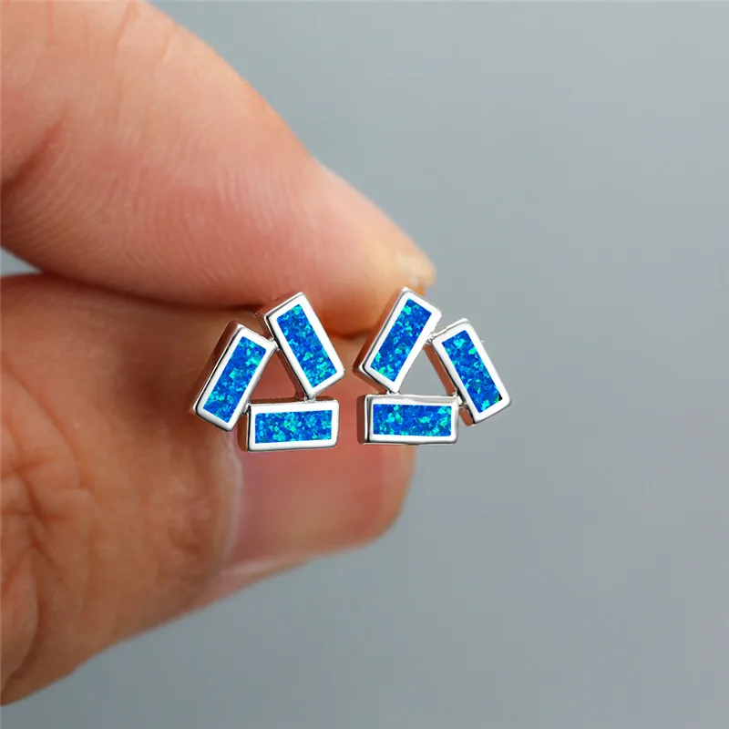 Простые женские белые и синие квадратные опаловые ювелирные изделия цвета