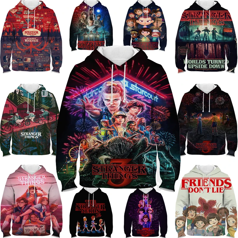 

3D Printing Kids Stranger Things Hoodie Cool Boy Girl Toddler Pullover Autumn Winter Children Cartoon Sweatshirt Harajuku Casual
