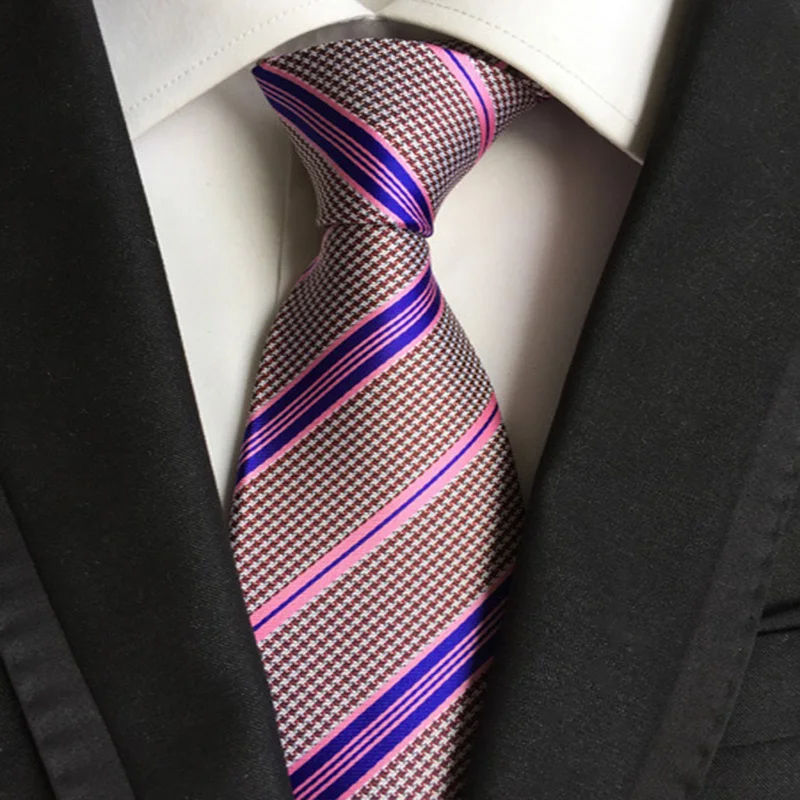 Модный классический мужской галстук клетчатый полосатый жаккардовый шелковый