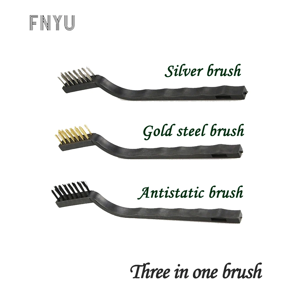 

Silver Gold steel Antistatic brush SUNSHINE SS-046 3 in 1 IC maintenance and cleaning of mobile phone motherboard Elbow brush
