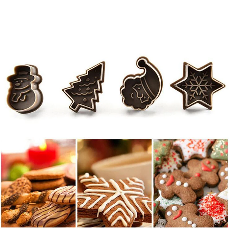

4pcs/set Cookies Cutter Baking Mould For Christmas Tree Snowman Gingerbread Man Christmas Ball Cutters Molds Kitchen Baking Tool