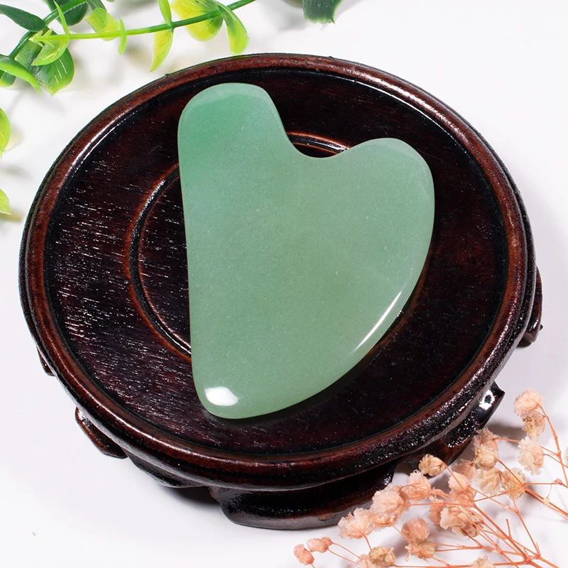 Натуральный Нефритовый камень зеленый авантюрин гуаша скребок в форме сердца