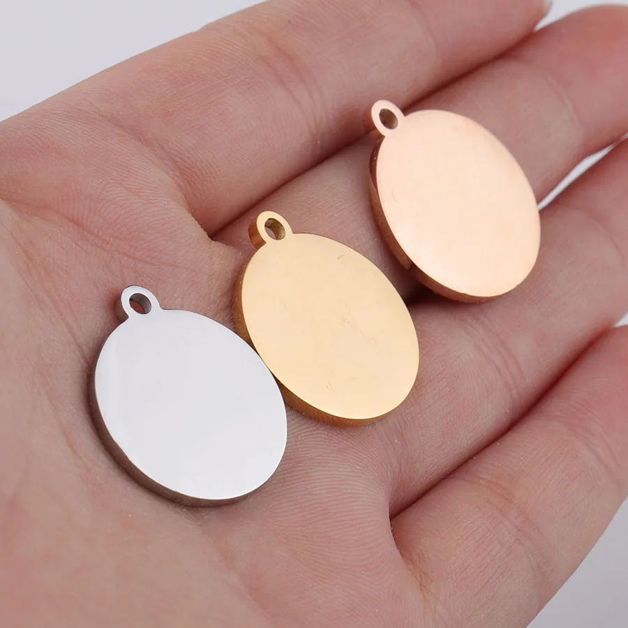 

Stainless Steel Gold color /steel Color Blank Metal Tag Circle Pendant For Engraving Jewelry Accessories