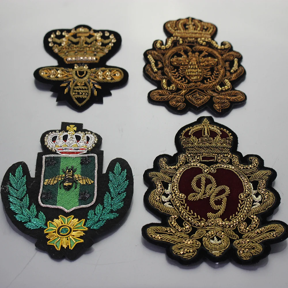 Вышитая брошь в виде пчелиной короны индийская шелковая проволока ручная работа