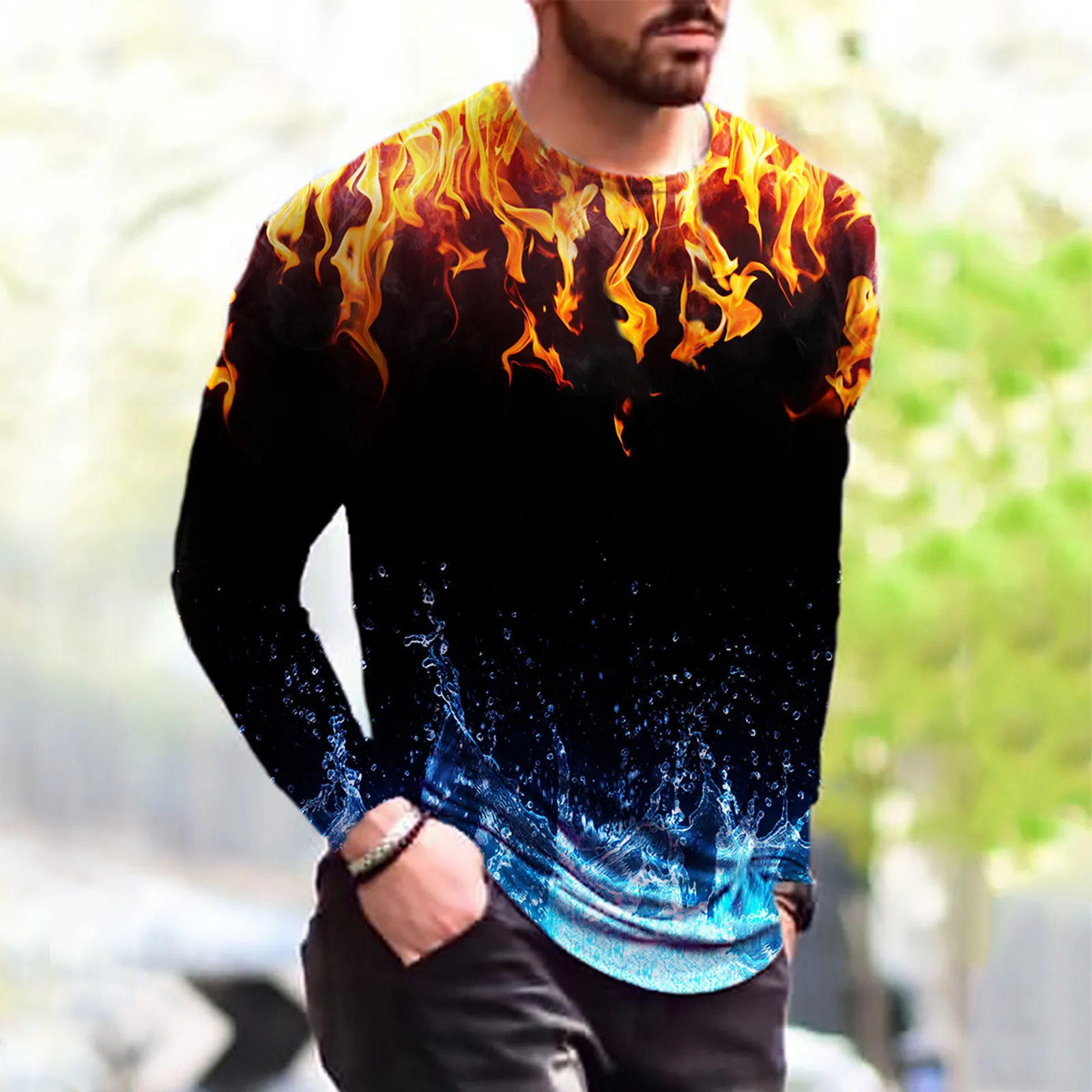 

Футболка мужская повседневная с длинным рукавом, принтом Льда и Огня, 2022