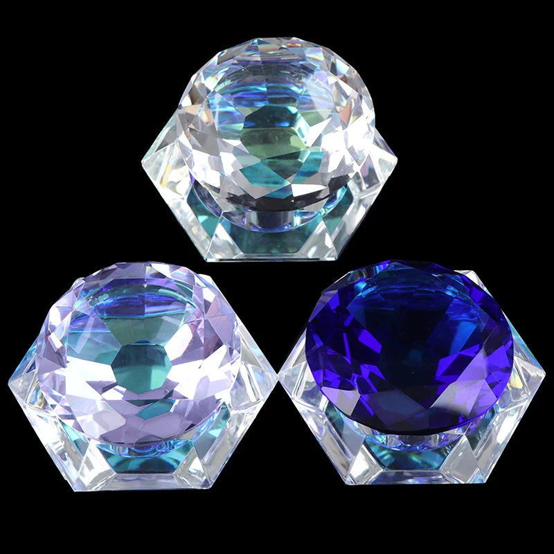 

1Pc Rainbow Crystal Clear Acrylic Liquid Dish Tappen Dish Glass Cup With Lid Bowl For Monomer Nail Art Tool Big Size AB Color