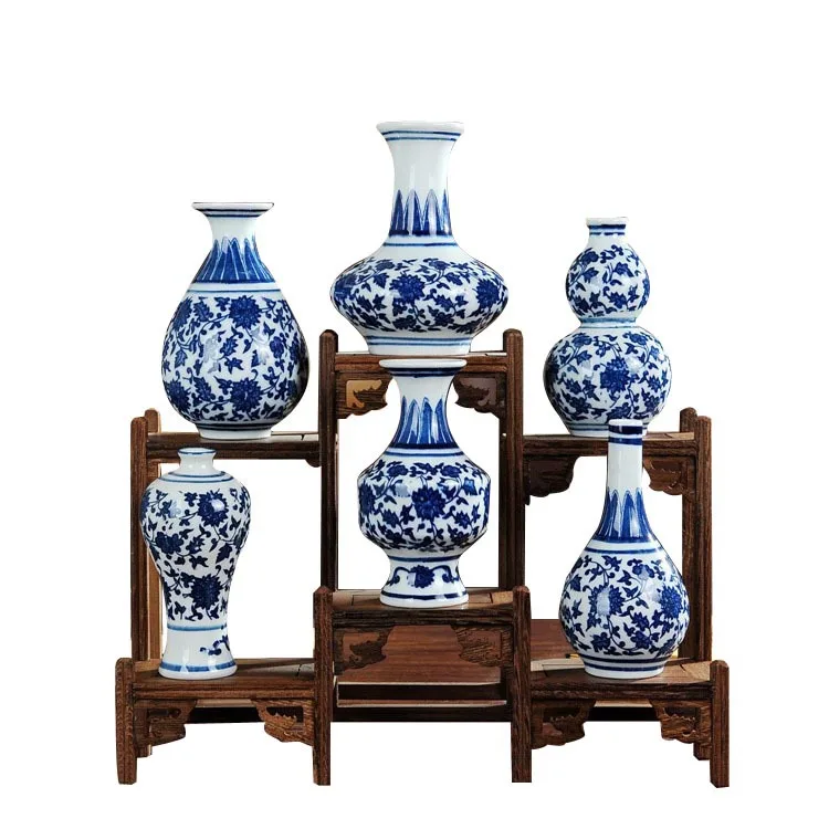 Керамические сине белые фарфоровые вазы Цзиндэчжэнь домашние предметы