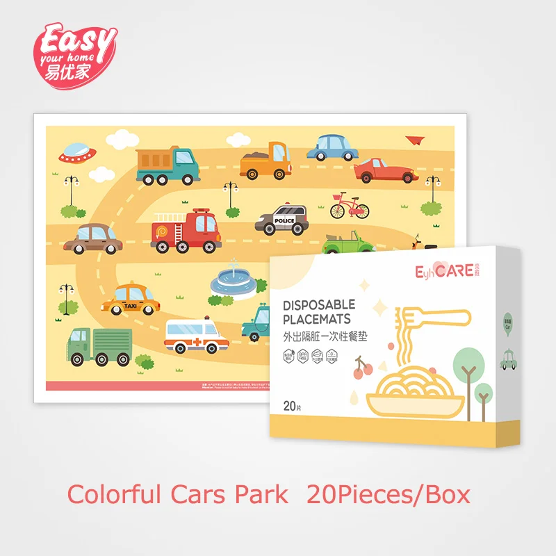 Colorful Car Одноразовые детские салфетки с милым рисунком из мультфильма, пищевой детский Настольный коврик, Портативные водонепроницаемые липкие салфетки для кормления ребенка - Цвет: Colorful Car