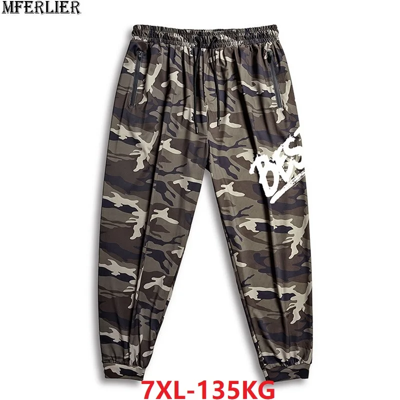 

high quality autumn pants men Ice silk plus size Breathable Camouflage pants 6XL 7XL out door oversize pants Elastic stretch 50
