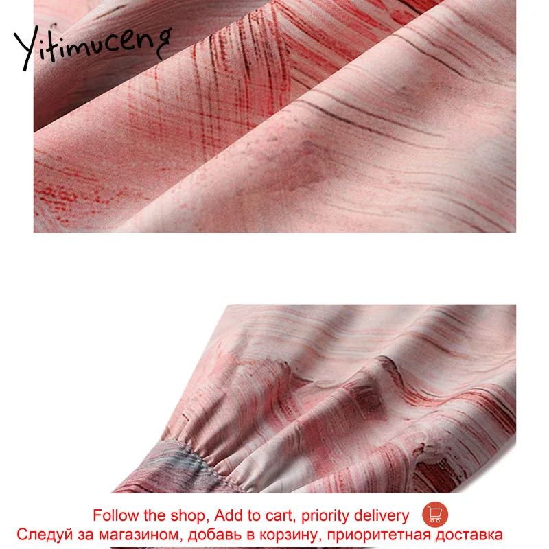 

Yitimuceng Print Bow Lace Up Blouse Women Shirts Slim New Spring 2021 Fashion Clothes Notched Long Sleeve Single Breasted Tops