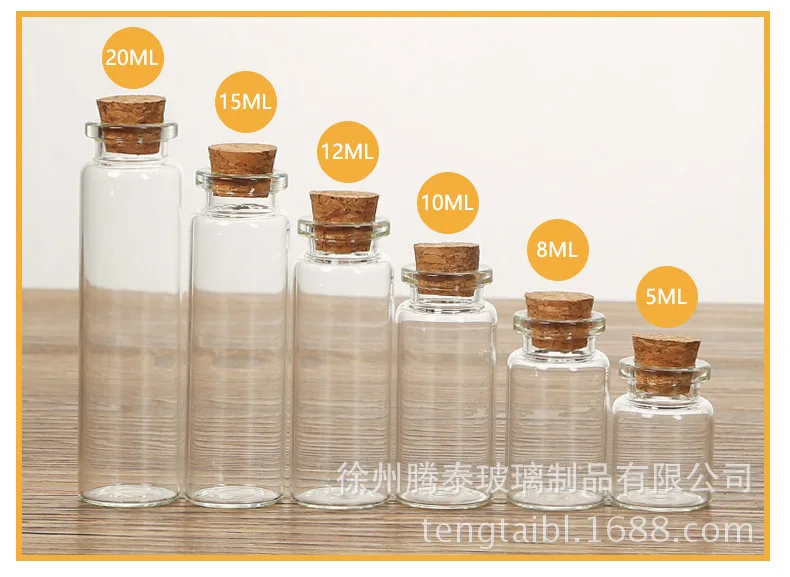 

5/10Pcs Mini Glass Bottle With Cork Clear Wedding Jars Crafts Small Wishing Bottle Suspension Glass Candy Bottle Glass Jars