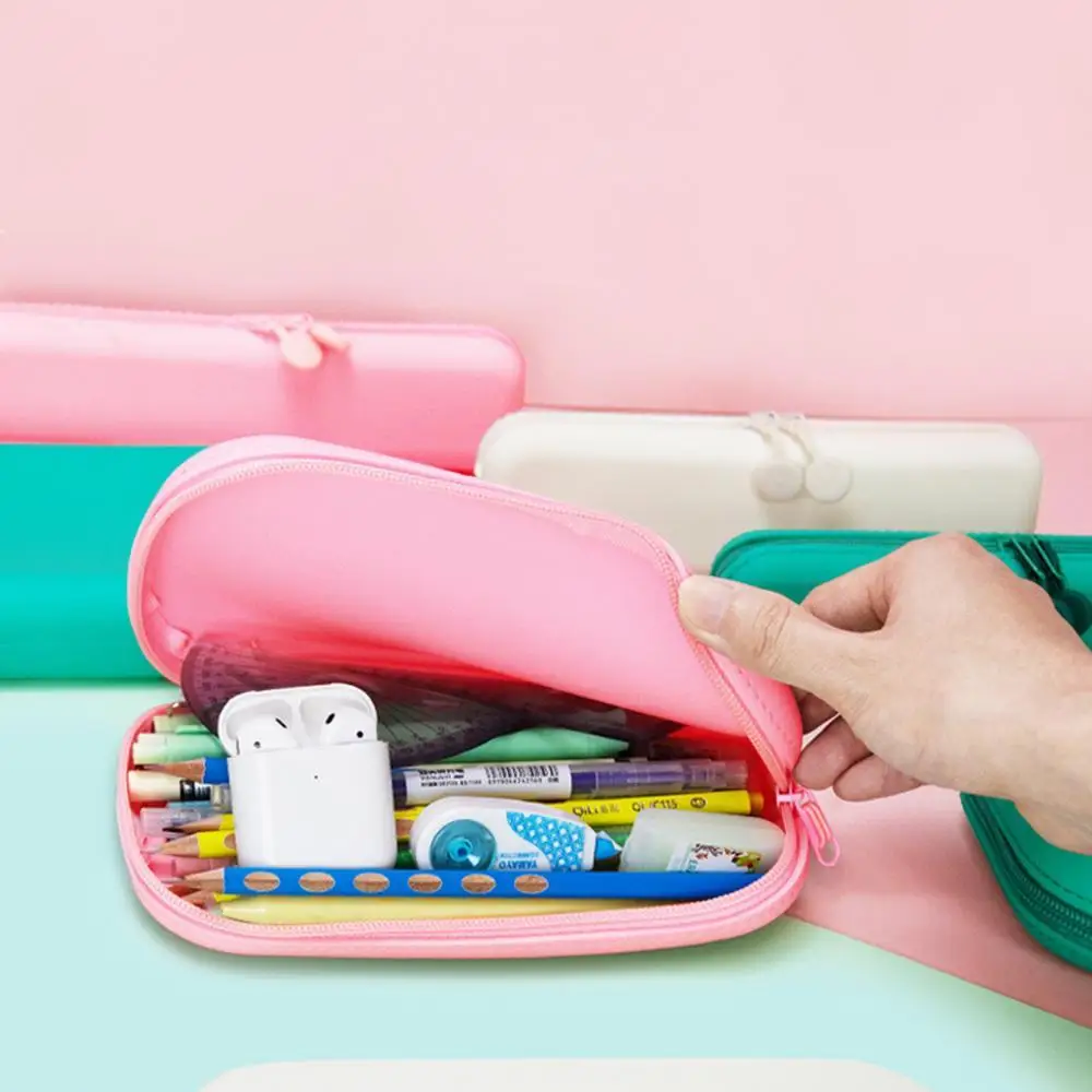 

Силиконовый однотонный мягкий чехол для карандашей творческая большая емкость, сумка для канцелярских принадлежностей