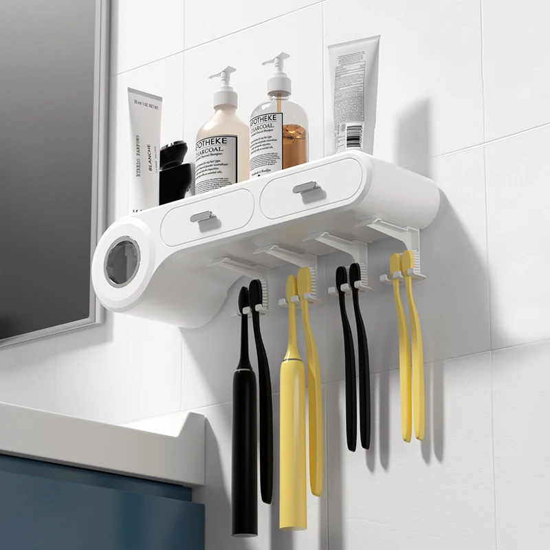 toothbrush holder for restroom automatic toothpaste squeezer dispenser home punch free toothbrush holder bathroom accessories free global shipping