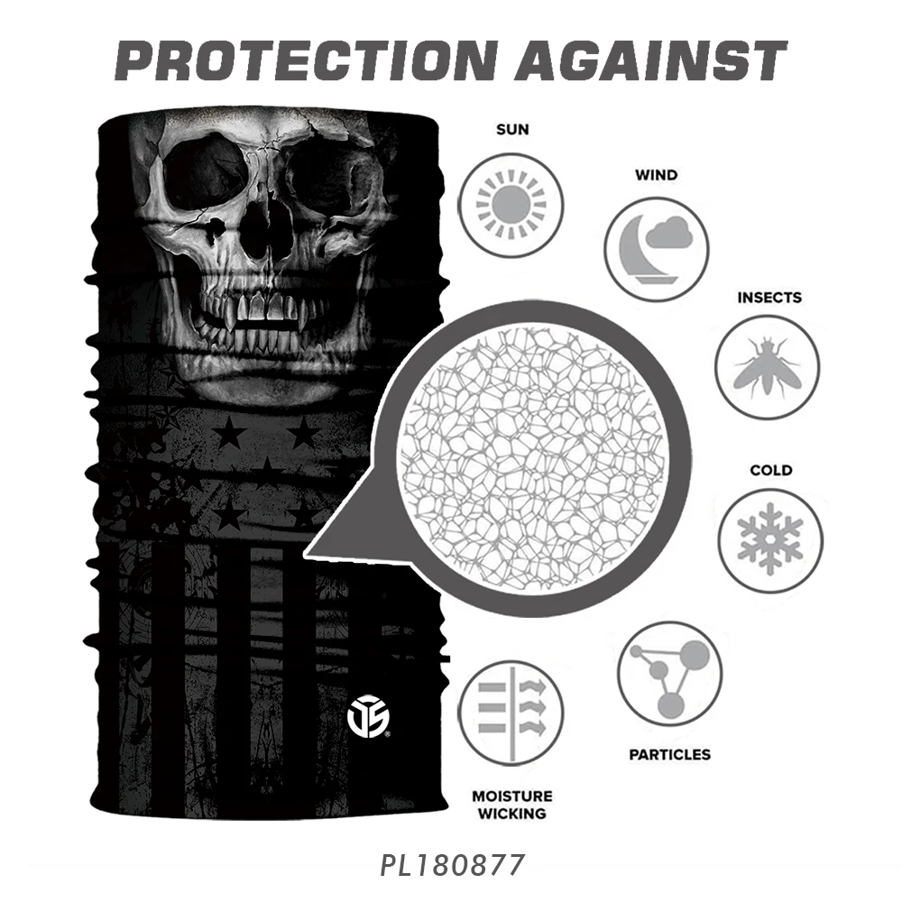 Skull Bandana Magic Neck Gaiter Skeleton Zombie Seamless Face Mask Shield Running Cycling Fishing Bike Headband Ghost Tube Scarf