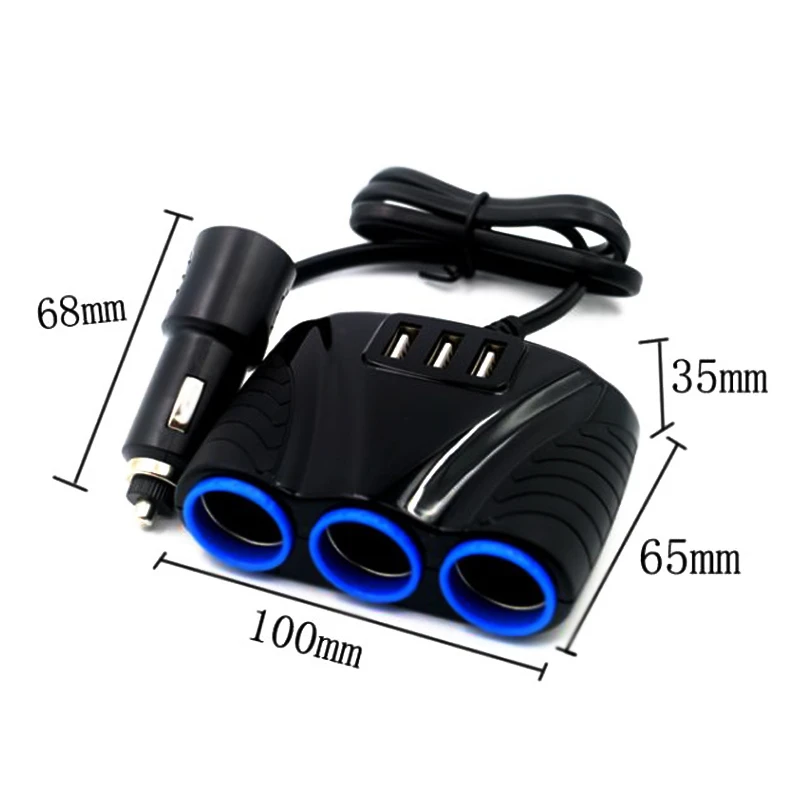 Универсальный 3 Way 12V 24V автомобильный прикуриватель сплиттер адаптер порта USB