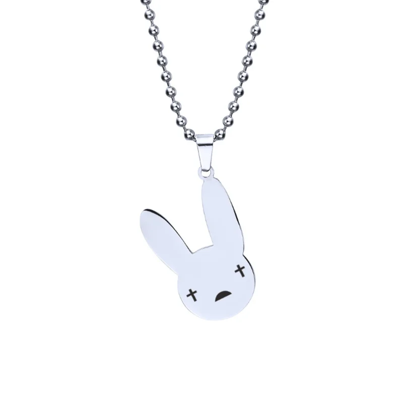 

2021 NEW Stainless Steel Rabbit Bad Bunny Pendant Necklace Popular Singer Fans Gift Collares Jewelry For Women Man Collier Femme