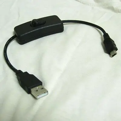 

100pcs/lot USB A male to mini B male charge power supply extenstion cable switch on/off New