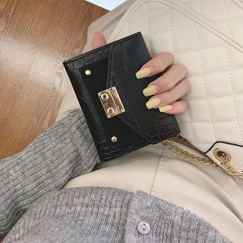 

Wallet Women Leather Ladies Short Purse Carteira Feminina Para Mujer Card Holder Porte Monnaie Femme Monedero Billeteras Black