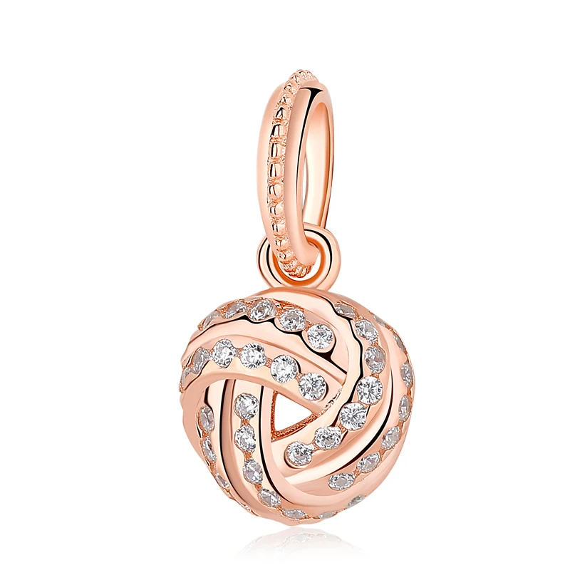 YW20945 Authentic 925 Sterling Silver Beads Charm Crystal charm Rose Gold Clear CZ Fit Original Pandora Bracelet Women Diy Jewelry - Цвет: YW20945