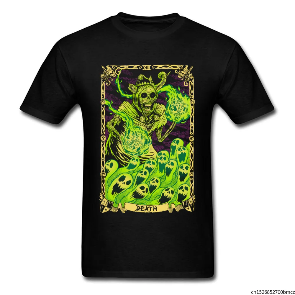 

Street Style Popular T-Shirt Men Death Tarot Green Tshirt Big Size O Neck Fashion Sweatshirt