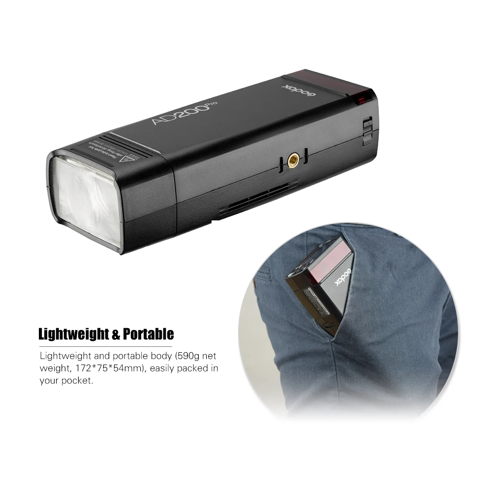 Godox AD200 Pro AD200Pro 200Ws 2,4G Вспышка стробоскоп 1/8000 HSS 500 полная мощность вспышки 0,01-2,1 s переработка батареи 2900 мАч