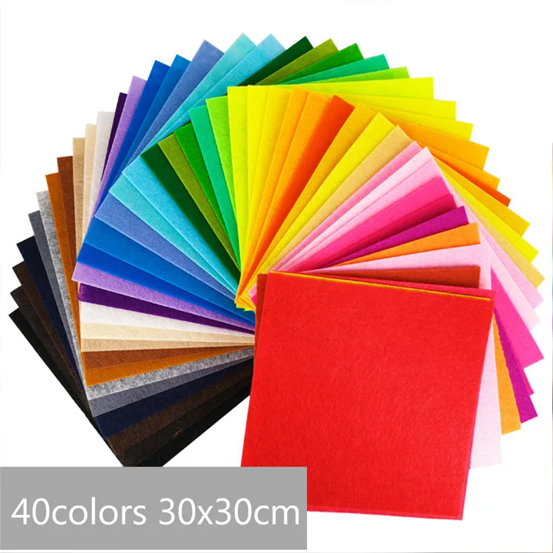 

30*30cm 40PCs Nonwoven Felt Fabric 1mm Thickness Cloth of Home Decor Bundle for Sewing Dolls DIY Crafts Scrapbook Felt Sheets