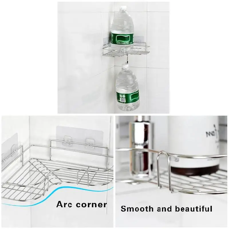 stainless steel storage shelves bathroom corner shower rack stainless steel triangular shampoo soap storage shelves home free global shipping