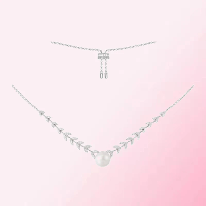 

1:1 Make 925 Sterling Silver Custom Wheat Ear Pearl Personalized Fashion Design Necklace