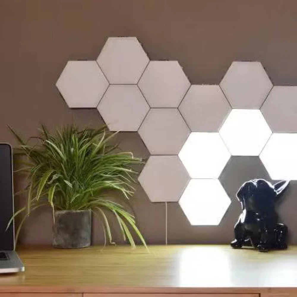 

3/5/10PCS DIY Honeycomb Wall Lamp Touch Switch Quantum LED Hexagonal Modular Creative Decoration Lampara New in 2021