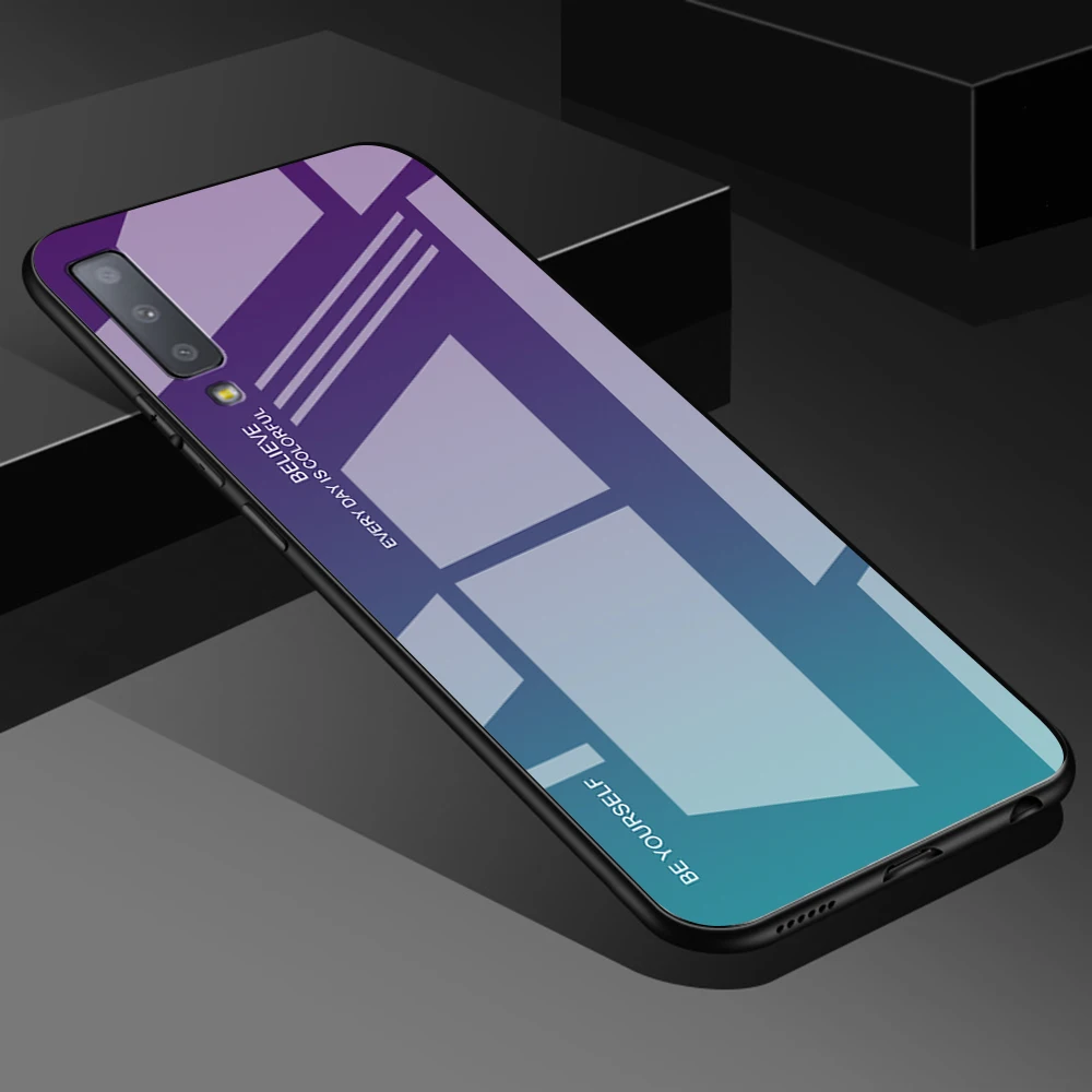 03 Градиент закаленное Стекло чехол для samsung Galaxy A50 A70 Примечание 10 9 8 S8 S9 S10 плюс S10e 80 30С 40С 20e A7 чехол для телефона чехол - Цвет: 03