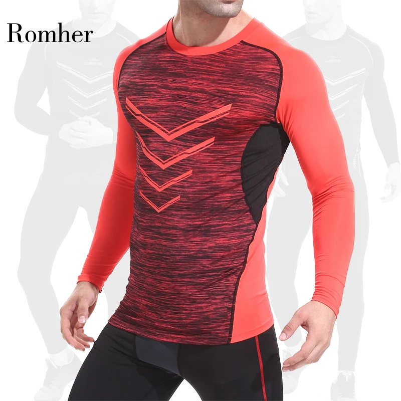 Quick Dry Sport Shirt Men Slim Fit Compression Top Long Sleeve V-neck Men's Running T-Shirts Gym Training Sportswear New 2020 | Спорт и