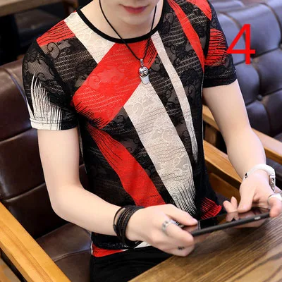 

Short-sleeved ins tide summer five-point sleeve men's fashion trendy brand Korean top